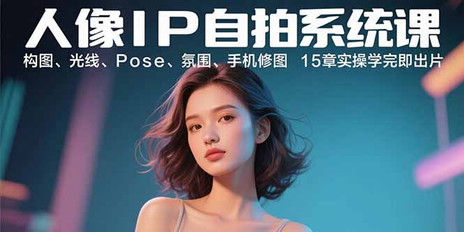 人像IP自拍系统课：构图、光线、Pose、氛围、手机修图 15章实操学完即出片-出门会