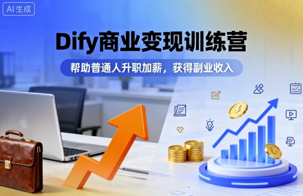 Dify商业变现训练营，帮助普通人升职加薪，获得副业收入-出门会