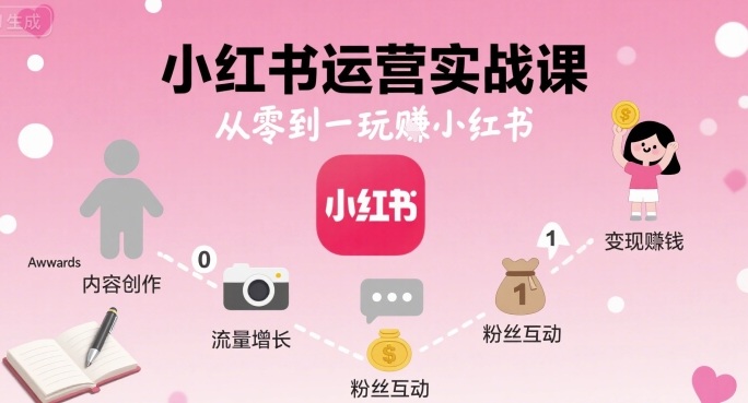 小红书运营实战课，从零到一玩賺小红书-出门会