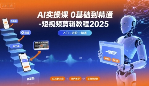 AI实操课0基础到精通-短视频剪辑教程2025-出门会