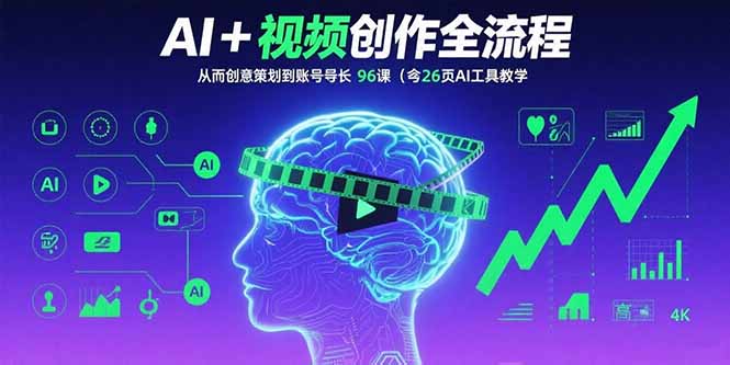 AI+短视频创作全流程：从创意策划到账号增长，96节课(含26项AI工具教学-出门会