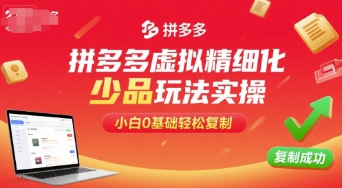 拼多多虚拟精细化少品玩法实操，小白0基础轻松复制-出门会