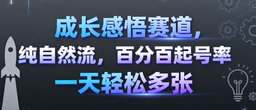 成长感悟赛道，纯自然流，百分百起号率 一天轻松多张-出门会