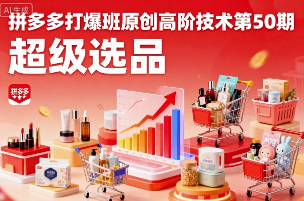 拼多多打爆班原创高阶技术第50期，超级选品-出门会