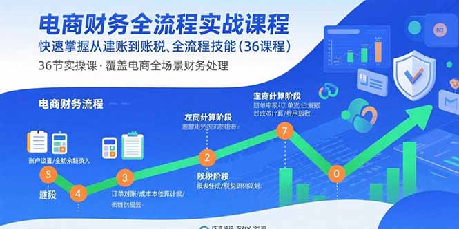 电商财务全流程实战课程：快速掌握从建账到报税的全流程技能(36节课-出门会