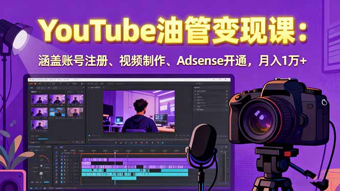 2025YouTube油管变现课：涵盖账号注册、视频制作、Adsense开通，月入1万+-出门会