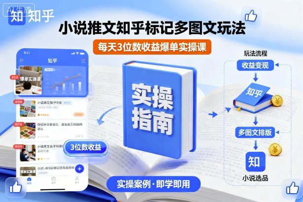 小说推文知乎标记多图文玩法，每天3位数收益爆单实操课-出门会