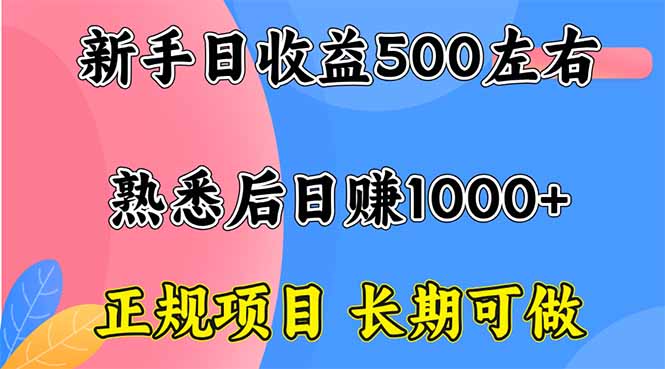 新手日收益500+ 正规项目 长期可做-出门会