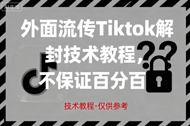 外面流传Tiktok解封技术教程，不保证百分百，具体自测-出门会