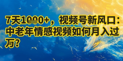 7天收益1k+，视频号新风口：中老年情感视频如何月入过W?-出门会