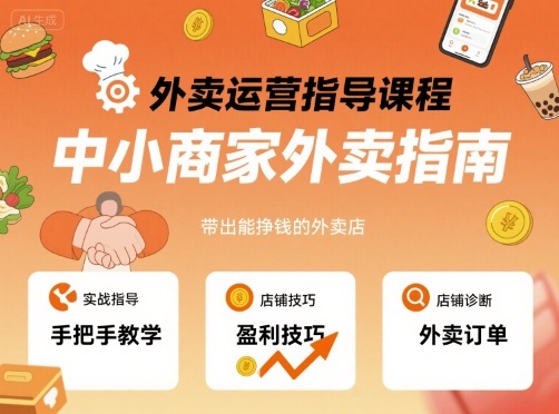外卖运营指导课程，中小商家外卖指南，手把手带出能挣钱的外卖店-出门会